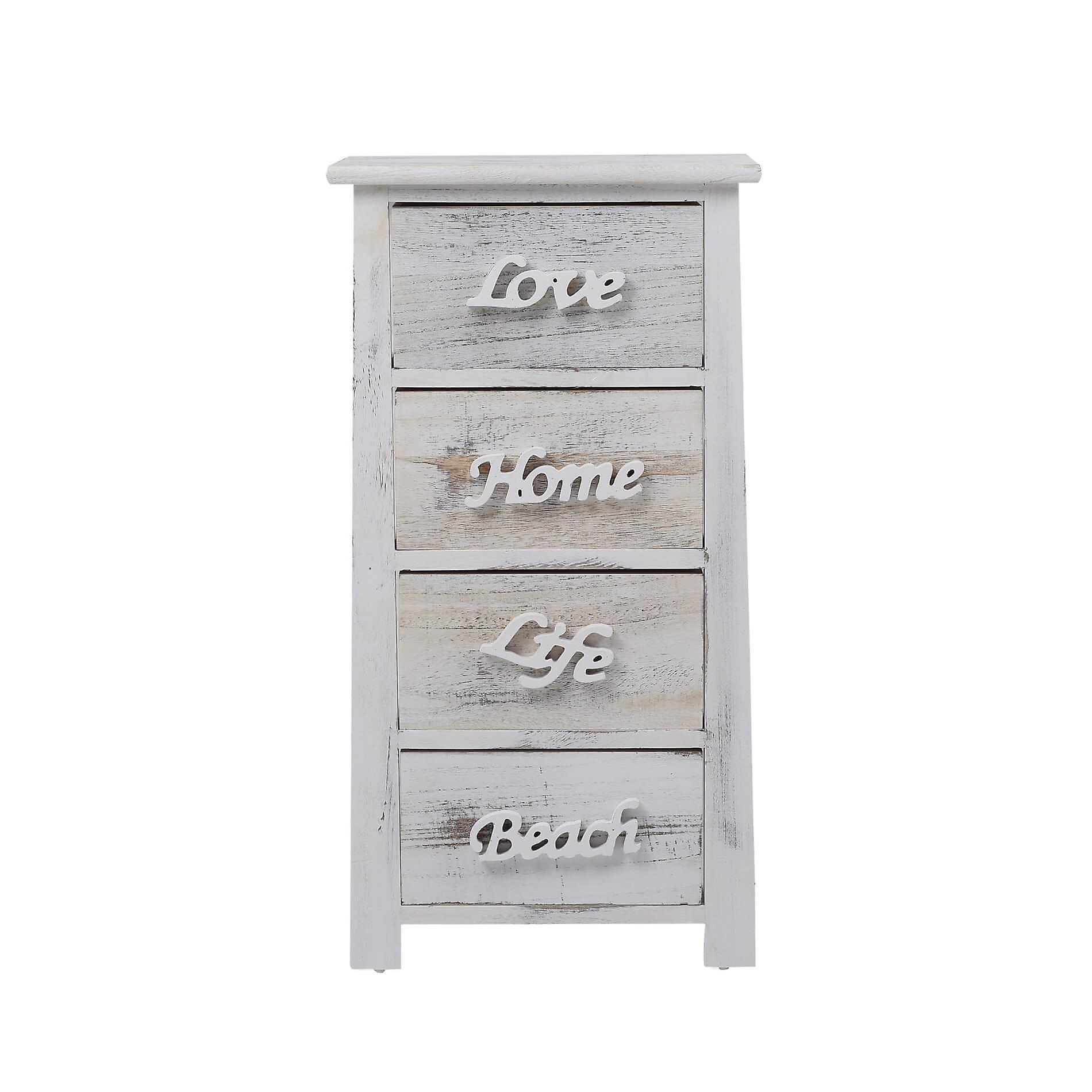 Mobili Rebecca Rebecca Furniture Comodino Chest 4 White Grey Drawers Shabby 73x37x27