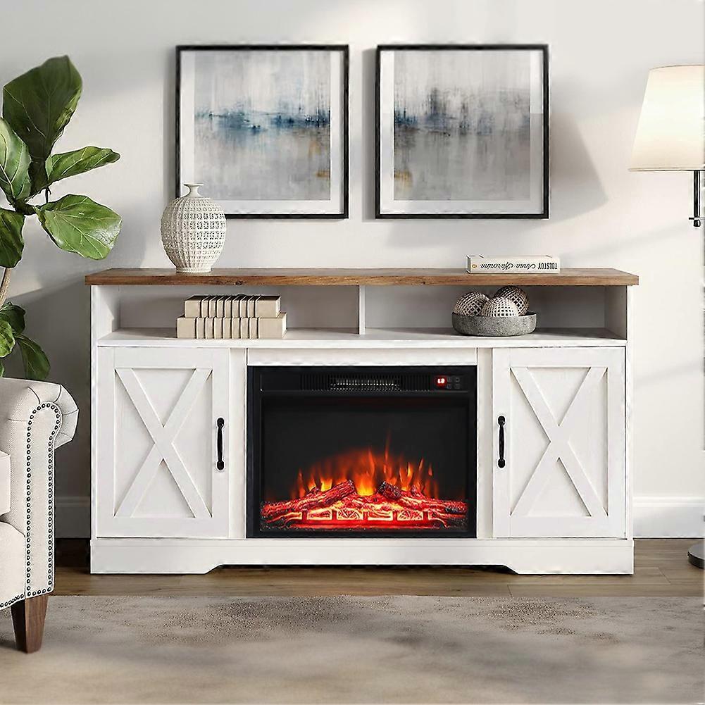 Living And Home Recessed Electric Fireplace TV Stand with Timer and Remote