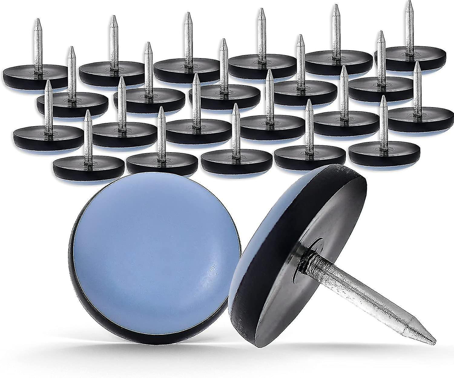 24 X Furniture Glides 19 Mm Gray Round Teflon Glider With Nail- ACGIV