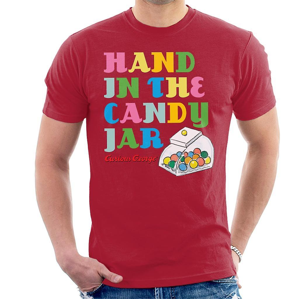 Curious George Hand In The Candy Jar Men's T-Shirt Cherry Red XX-Large