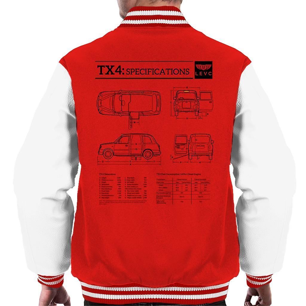 London Taxi Company TX4 Specifications Blueprint Men's Varsity Jacket Red/White Small