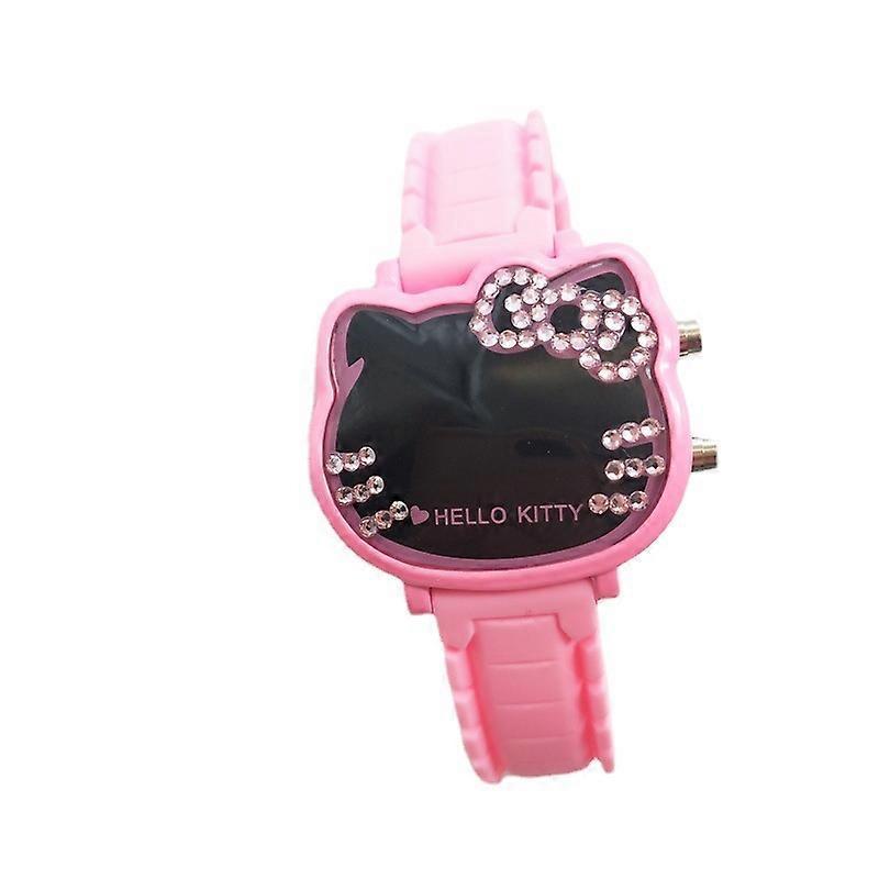 Quikhome Cartoon Cat Watches Quartz Wristwatch Silica Gel Clocks Pink