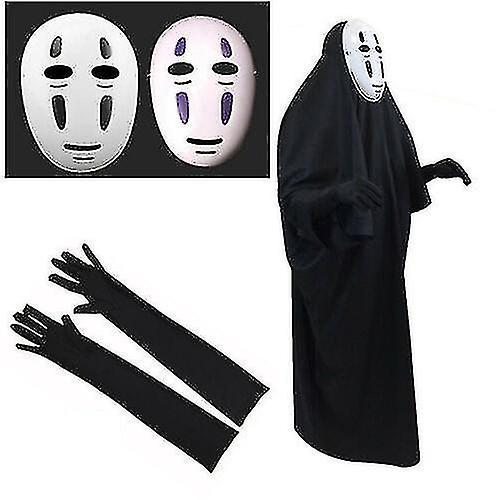 Sunshine Spirited Away Kaonashi Faceless No Face Man Costume And Mask Halloween Cosplay black adult S