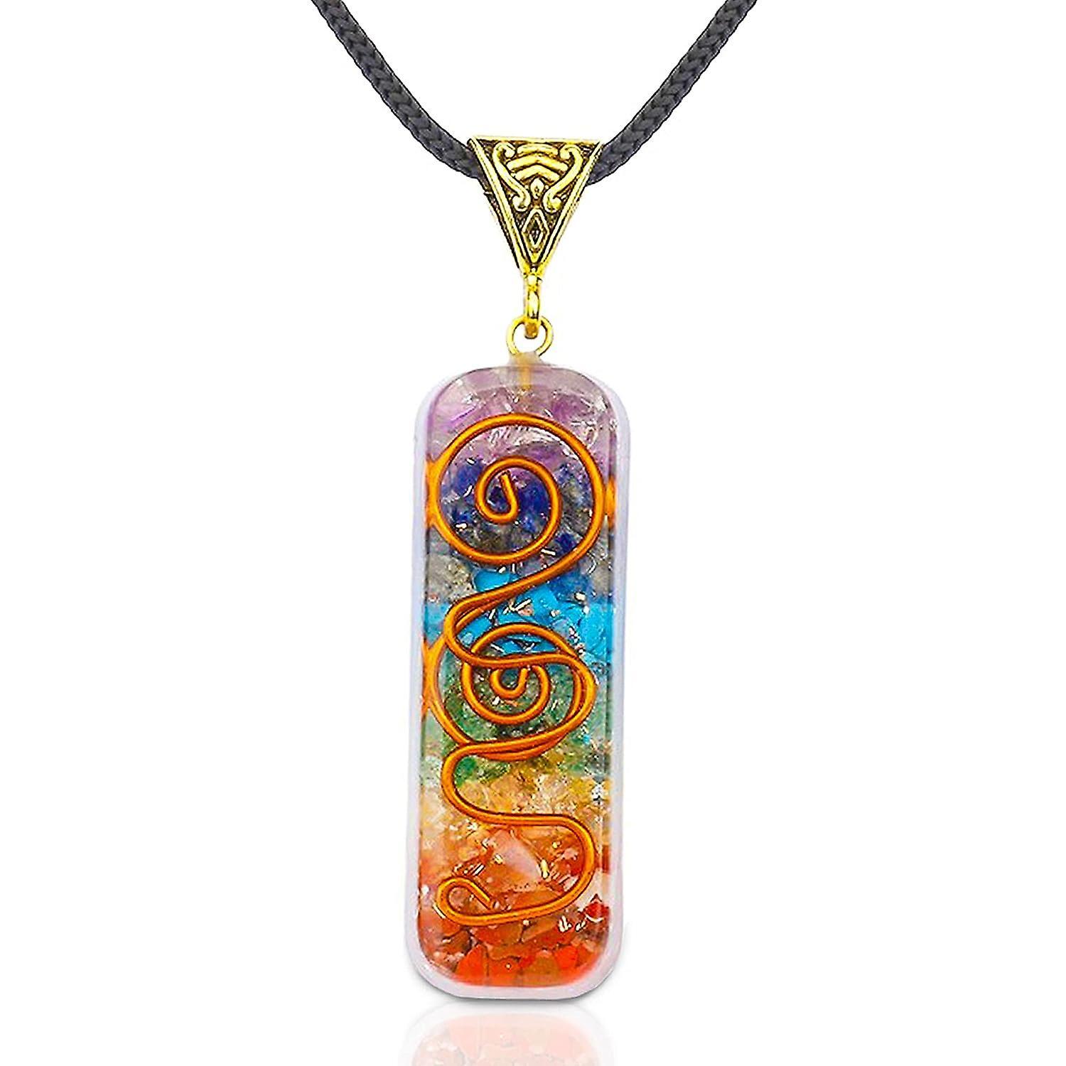 Ciuu 7 Chakra Necklace Handmade Healing Orgone Pendant Crystal Necklace Spiritual with Adjustable Cord for Men Women Positive Energy, Meditation, C...