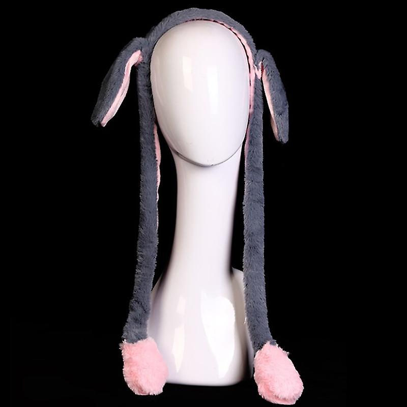 unbrand Bunny Ears Headband Moving Cute Warm Plush Airbag Rabbit Funny Gift Movable Gray