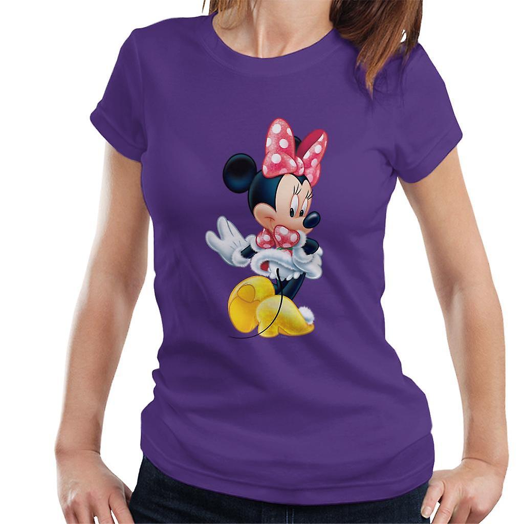 Disney Christmas Minnie Mouse Showing Off Her Shoes Women's T-Shirt Purple XX-Large