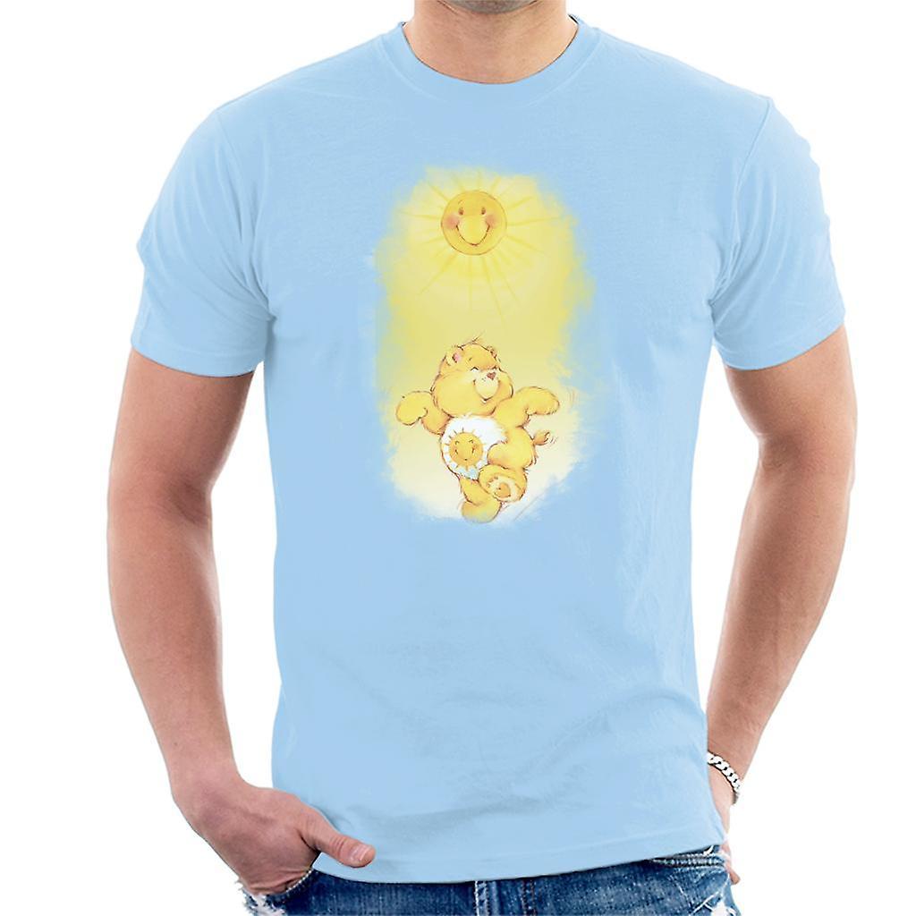 Care Bears Funshine Bear Dancing In The Sun Men's T-Shirt Sky Blue Small