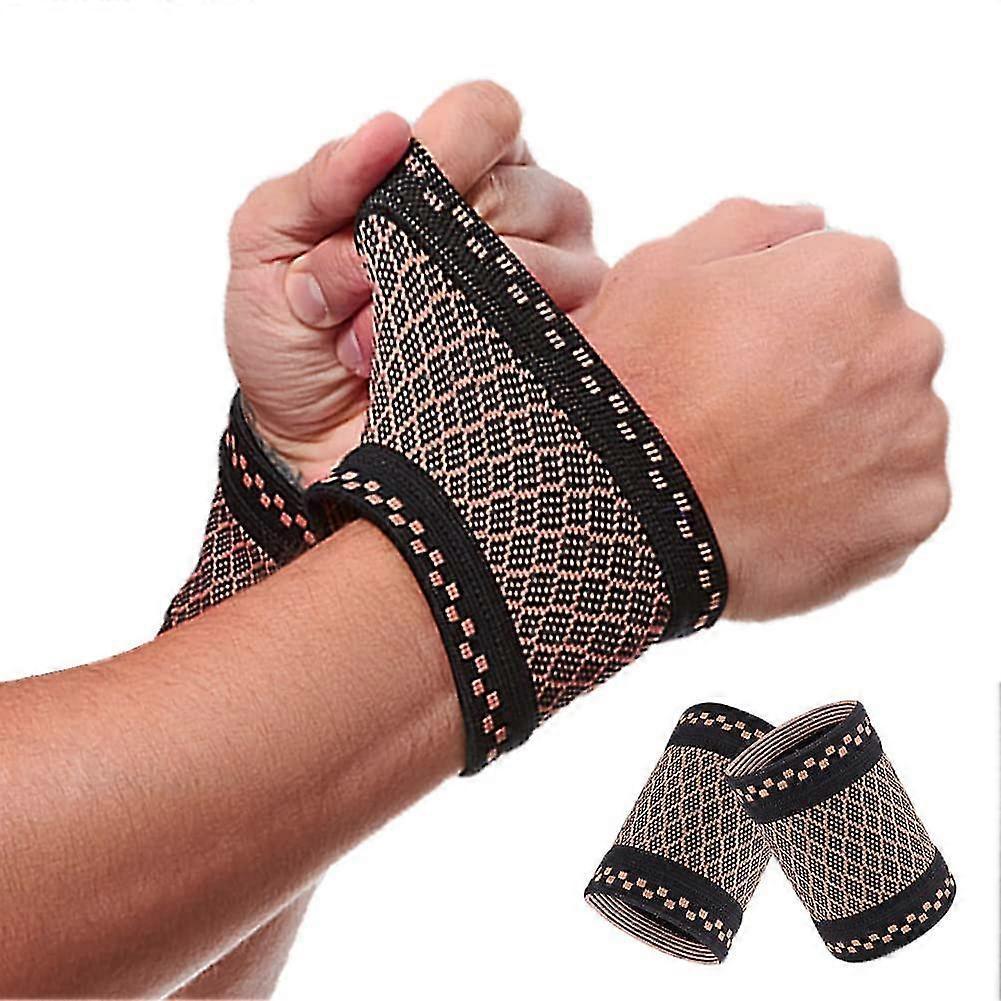 Tinor 2pcs Copper Wrist Compression Brace, Elastic Wrist Support Sleeve Wrist Braces For Tendonitis, Arthritis Pain Relief M