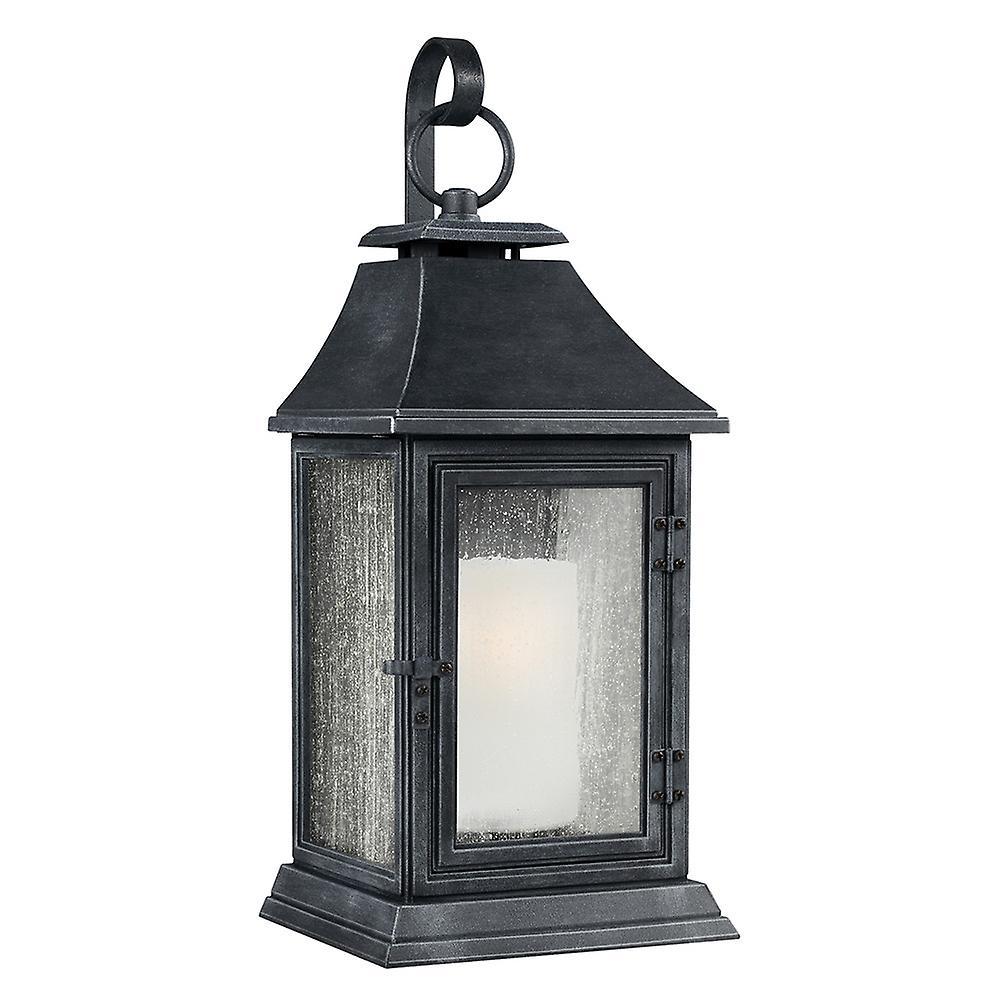 Shepherd 1 Light Outdoor Large Wall Lantern Light Weathered Zinc IP44 E27