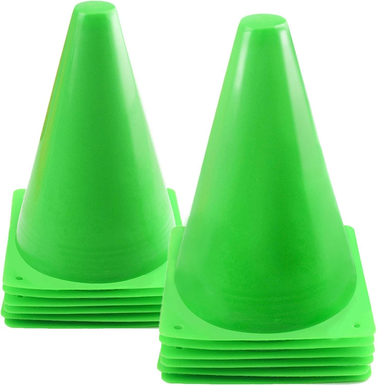 Linjou 7 Inch Plastic Traffic Cones Sport Training Agility Marker Cone(green)