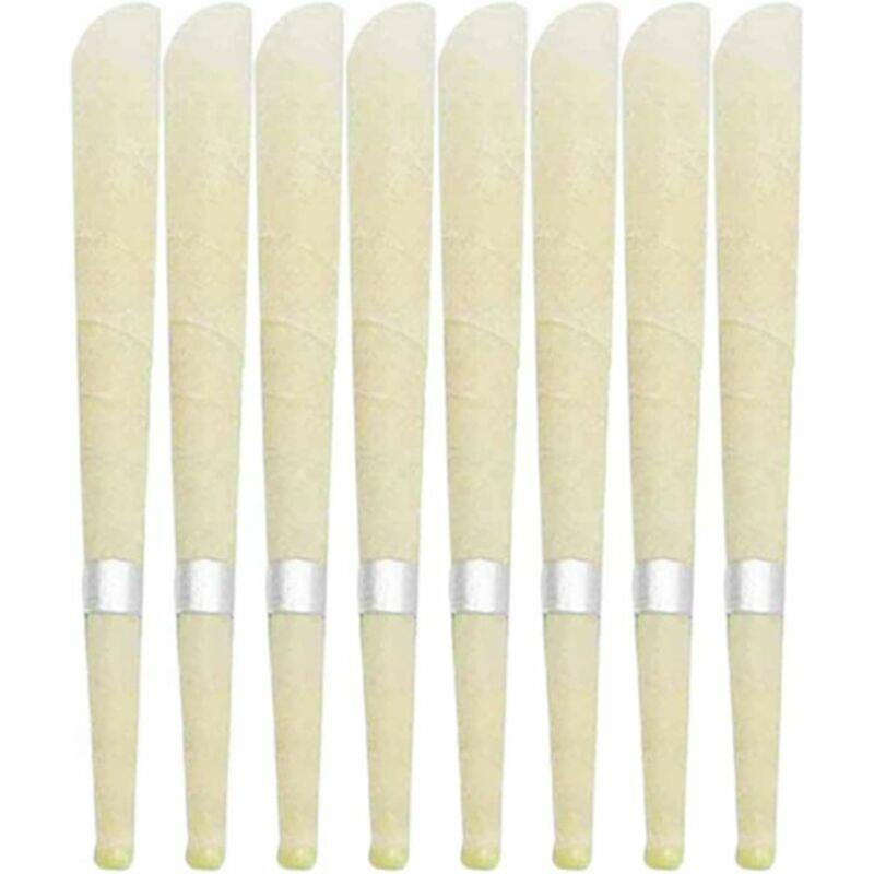 Natural Beeswax Candle Holders Therapy Pure Beeswax Ear Wax Candle Kit (8 Ear Candles with 4 Ear Protection Discs)