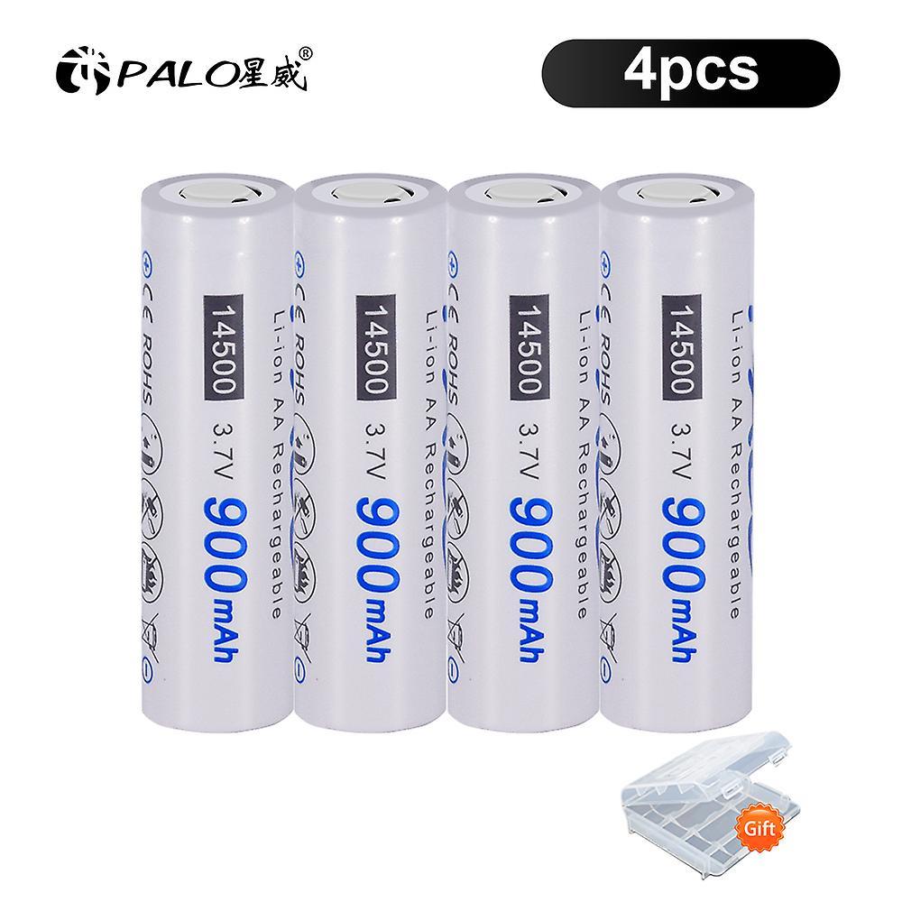 Palo 14500 900mah 3.7v Li-ion Rechargeable Batteries Aa Battery Lithium Cell For Led Flashlight Headlamps Torch Mouse 4pcs battery