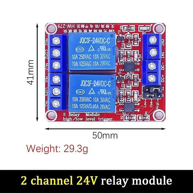 Jiechannel 1 2 6 4 8 Channel 5v 12v 24v Relay Module Board Shield With Optocoupler Support High And Low Level Trigger For Arduino 24V 2 Channel