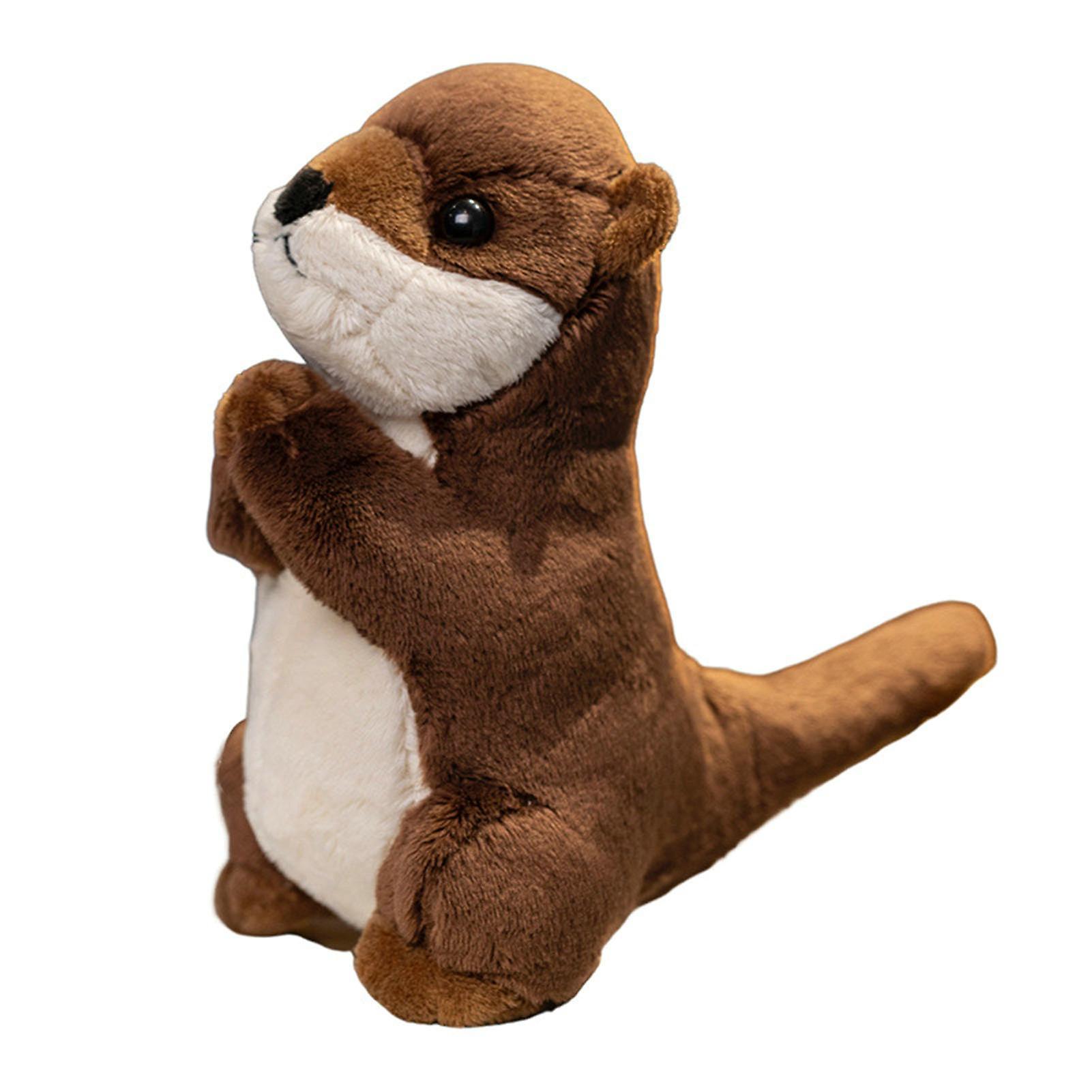 Remorui Otter Stuffed Toy Adorable Cartoon Otter Plush Toy Fluffy Soft Stuffed Animal for Christmas Birthdays Gift Dark Brown