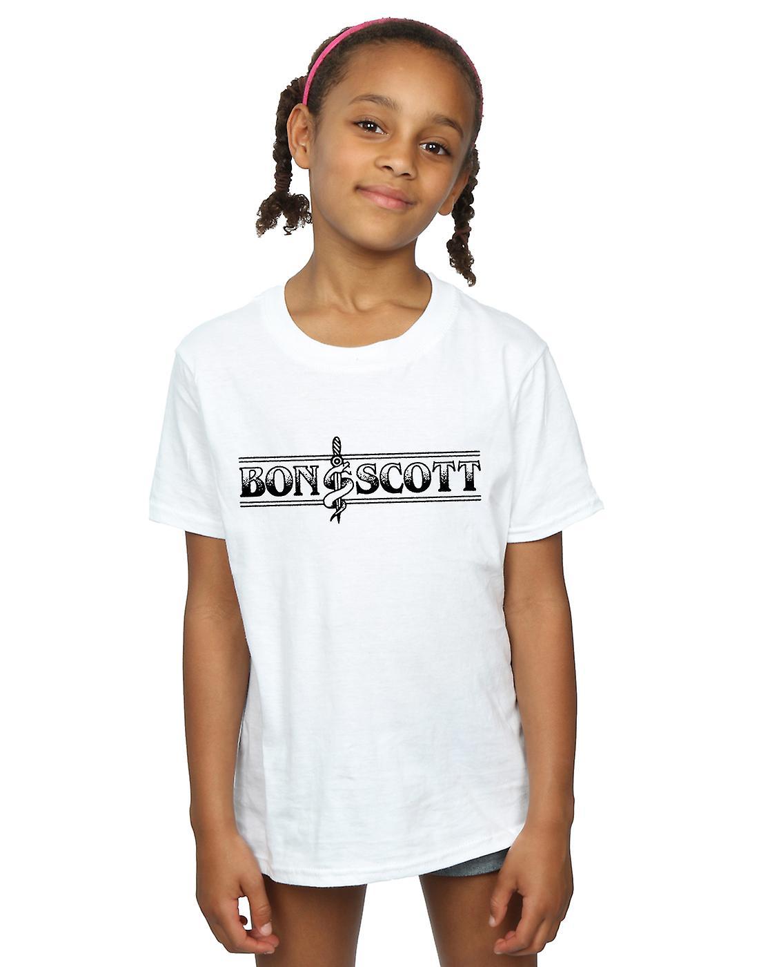 Absolute Cult Bon Scott Girls Bemguit Grime T-Shirt White 3-4 Years