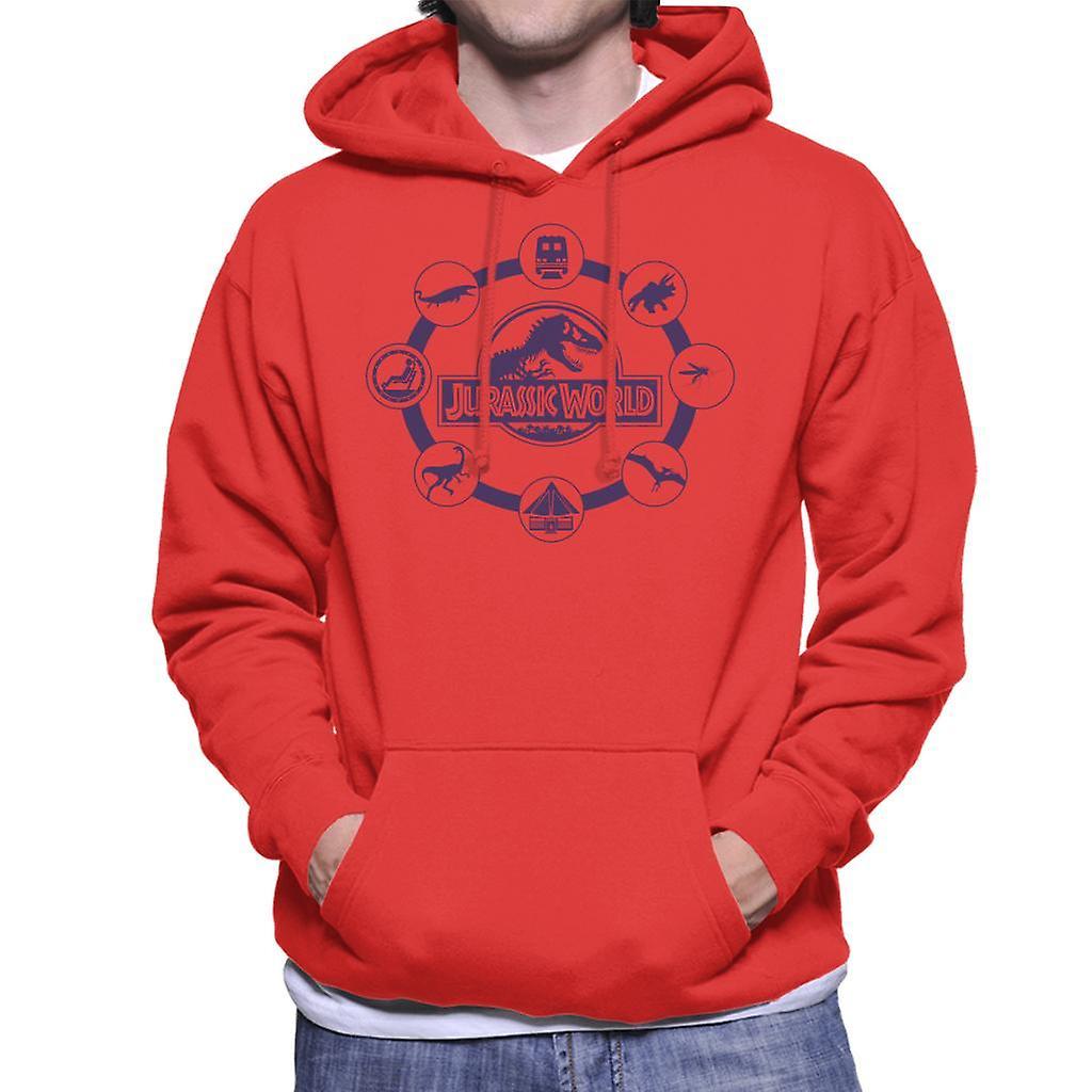 Jurassic Park Jurassic World Film Iconography Men's Hooded Sweatshirt Red Small