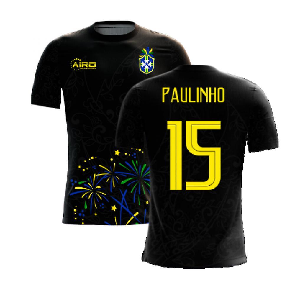 Airo Sportswear 2023-2024 Brazil Third Concept Football Shirt (Paulinho 15) Black Medium 38-40 inch Chest (96-104cm)