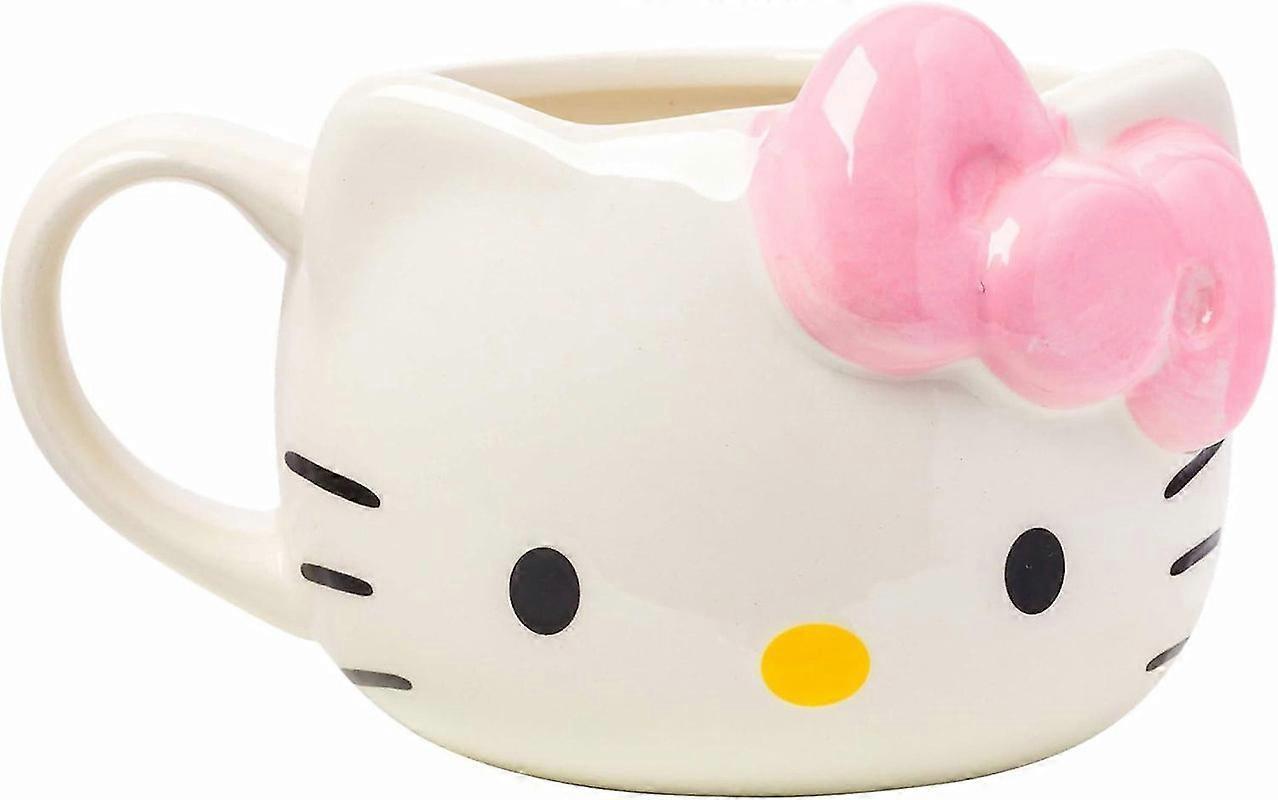 jkw Silver Buffalo Sanrio Hello Kitty Pink Bow Ceramic 3d Sculpted Mug, 20 Ounces