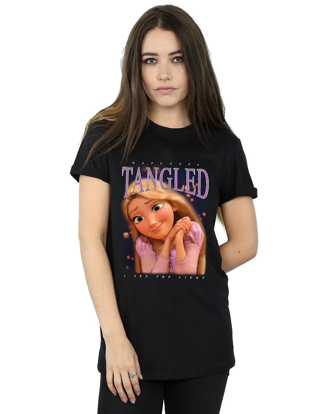 Absolute Cult Disney Women's Tangled Rapunzel Montage Boyfriend Fit T-Shirt Black Medium