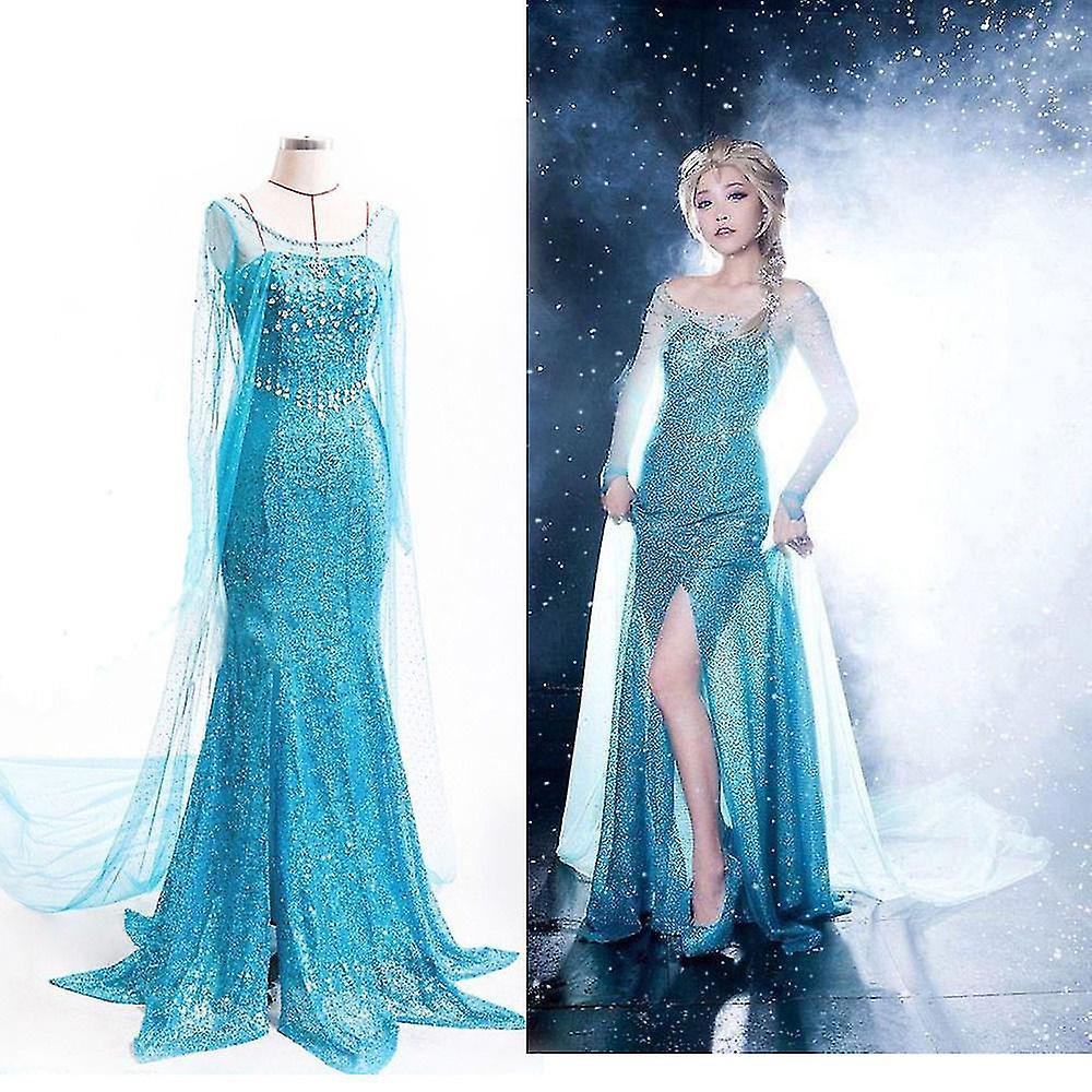 Shinestar Frozen Princess Elsa Dress Women Cosplay Party Costume Fancy Dress Up Halloween Dresses Gifts L