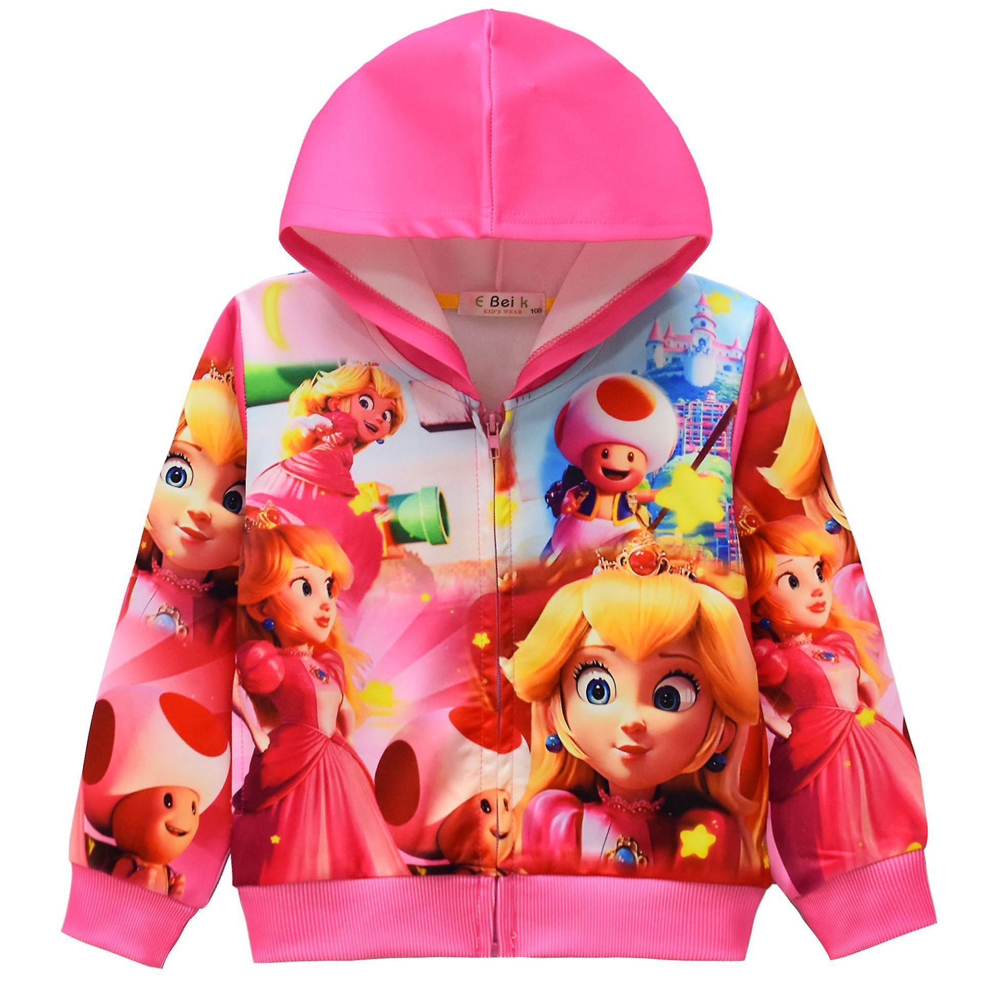 Shznv 2023 Christmas Playing Super Mario Princess Peach Peach Children's Hoodie Cardigan Jacket Children's Sweatshirt 120CM