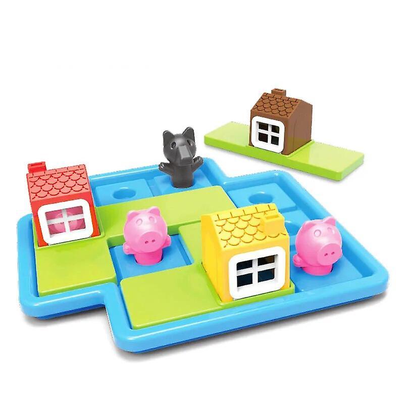 Dlelv Smart Hide Seek Board Games Three Little Piggies 48 Challenge With Solution Games Iq Training Toys For Children Gifts Kid Toy B with box