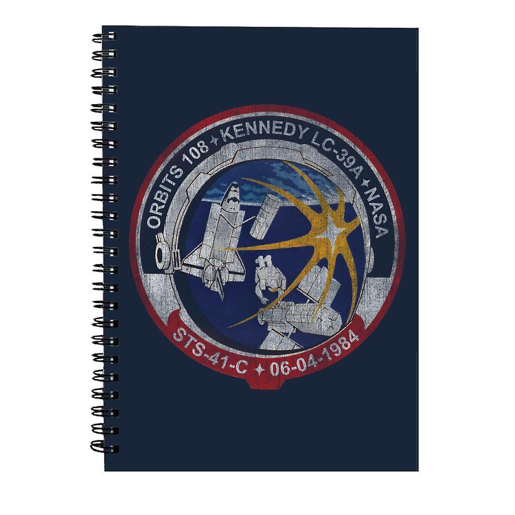 NASA STS 41 C Challenger Mission Badge Distressed Spiral Notebook Navy Blue 15 x 21 cm