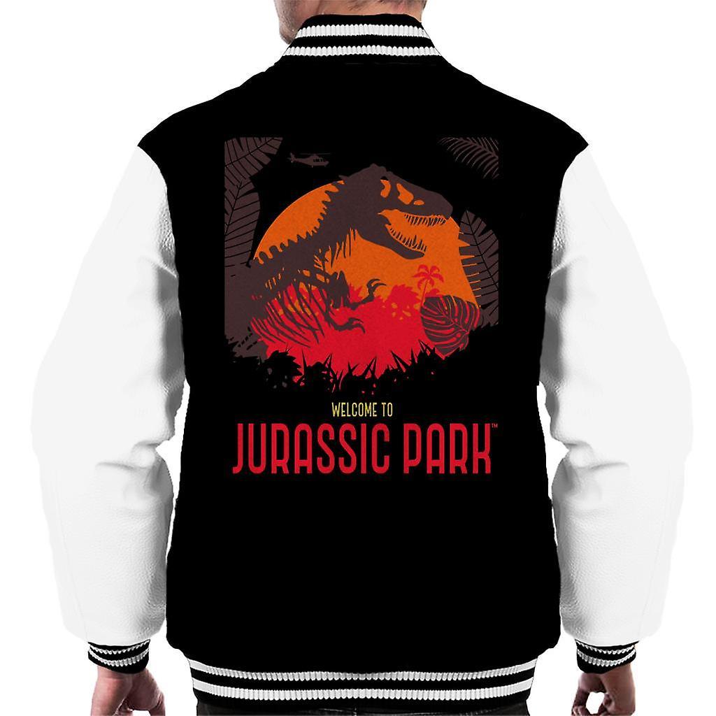 Jurassic Park Welcome To Jurassic Park T Rex Silhouette Men's Varsity Jacket Black/White X-Large