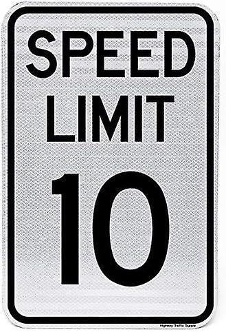 LINCMAN SPEED LIMIT 10 MPH Sign 8" x 12" 3M Engineer Reflective. By Highway Traffic Supply. WHITE 8 x 12 Aluminum signs