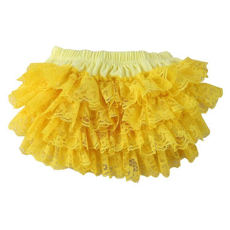 Slowmoose Little Ruffles Shorts - Lace Bloomers Cotton Diaper Covers Yellow Large 12-24Months