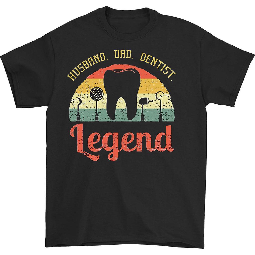 HISHARK Husband dad dentist legend t-shirt black M