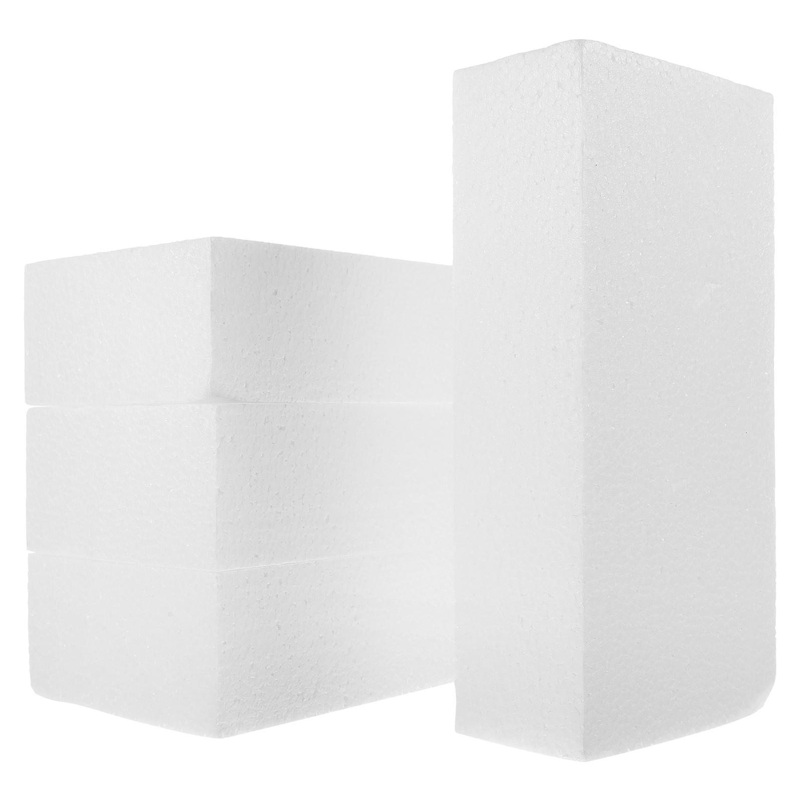 Tinksky 4pcs Blank Foam Block Diy Crafts Foam Block Handmade Foam Block Model Diy Supply White 5X10X20CM