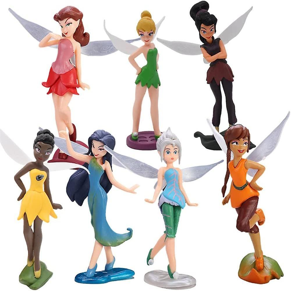 Mylight 7pcs Tinkerbell Flower Fairy Elf Princess Figures Toys Set Cake Toppers Kid Gift