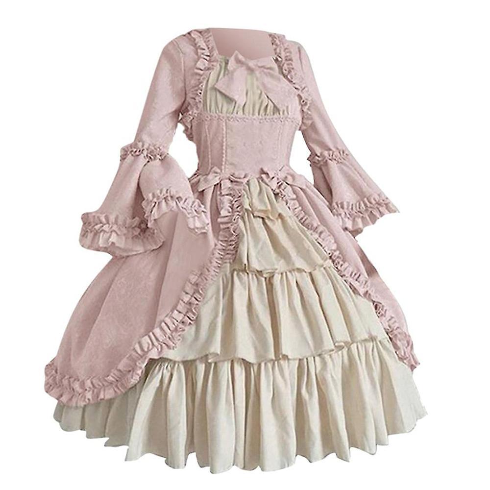 Jielin Womens Retro Victorian Gown French Lolita Dress Princess Halloween Carnival Costume PINK 4XL