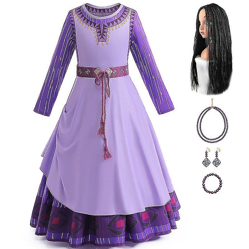 New Wish Costume Asha Dress Up Girl Princess Dress Halloween Carnival Party Costume Whbyv Full set 120