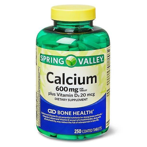 Spring Valley Calcium 600 Mg Plus Vitamin D3 20 Mcg Coated Tablets, 250 Count