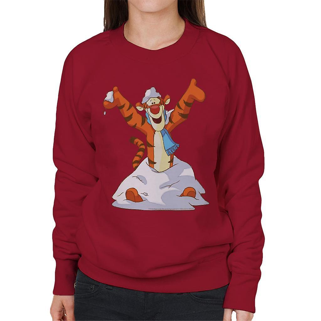 Disney Christmas Tigger In The Snow Women's Sweatshirt Cherry Red Medium