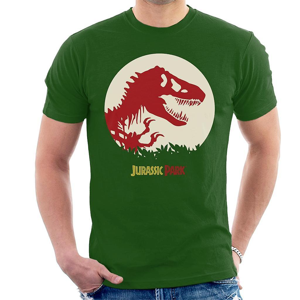 Jurassic Park T Rex Red Skeleton Icon Men's T-Shirt Bottle Green Medium