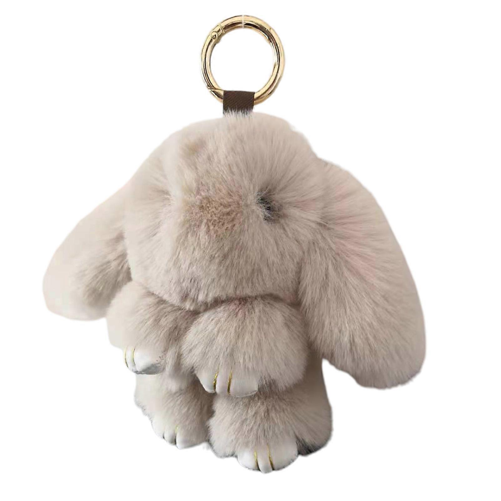 Hislaves Bunny Keychain Super Soft Faux Plush Lovely Rabbit Doll Plushies Backpack Decor Colored Stuffed Rabbit Pendant Children Doll Toy Apricot 18cm