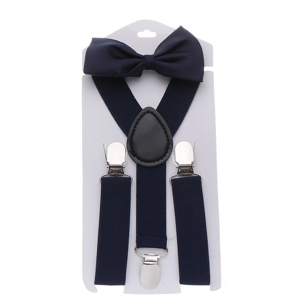 Slowmoose Adjustable Elastic Suspenders With Bow Tie For And style 1-navy