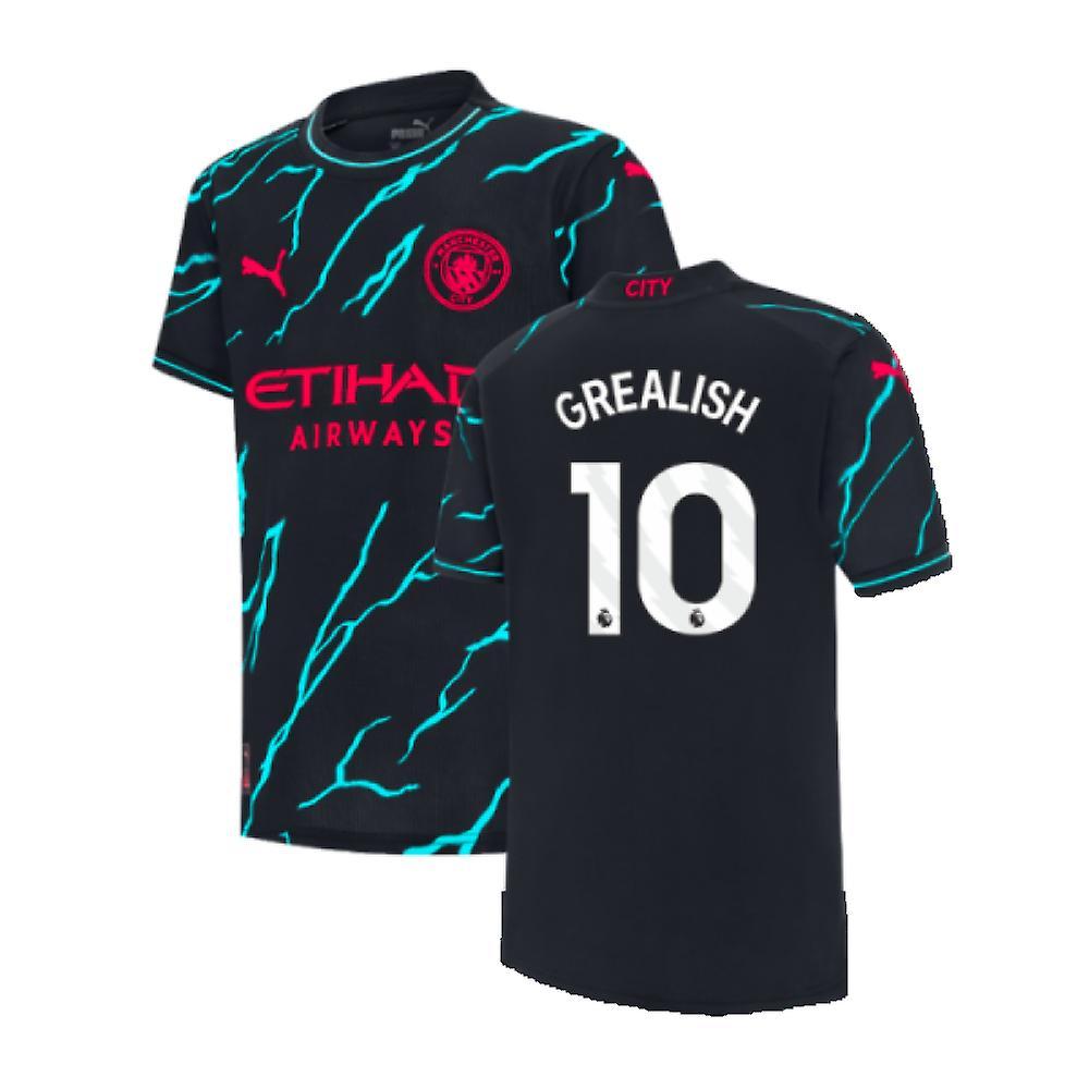 Puma 2023-2024 Man City Third Shirt (Kids) (GREALISH 10) Navy 11/12 Years - 30-32 inch Chest