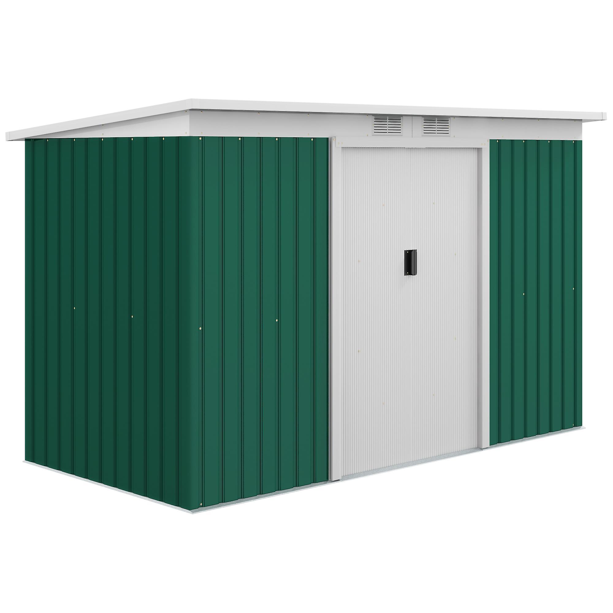 9 x 4FT Outdoor Metal Frame Garden Storage Shed with 2 Door