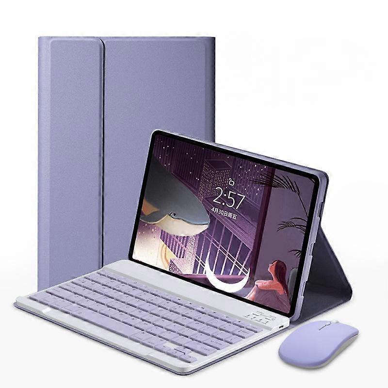 Zhongyun iPad 10.9 inch Keyboard Case Pu Leather Stand Cover with Magnetic Detachable Keyboard Purple Keyboard Mouse