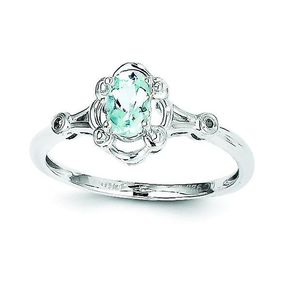 JewelryWeb 925 Sterling Silver Polished Open back Aquamarine and Diamond Ring Measures 2mm Wide Jewelry for Women - Ring Size: 5 to 10