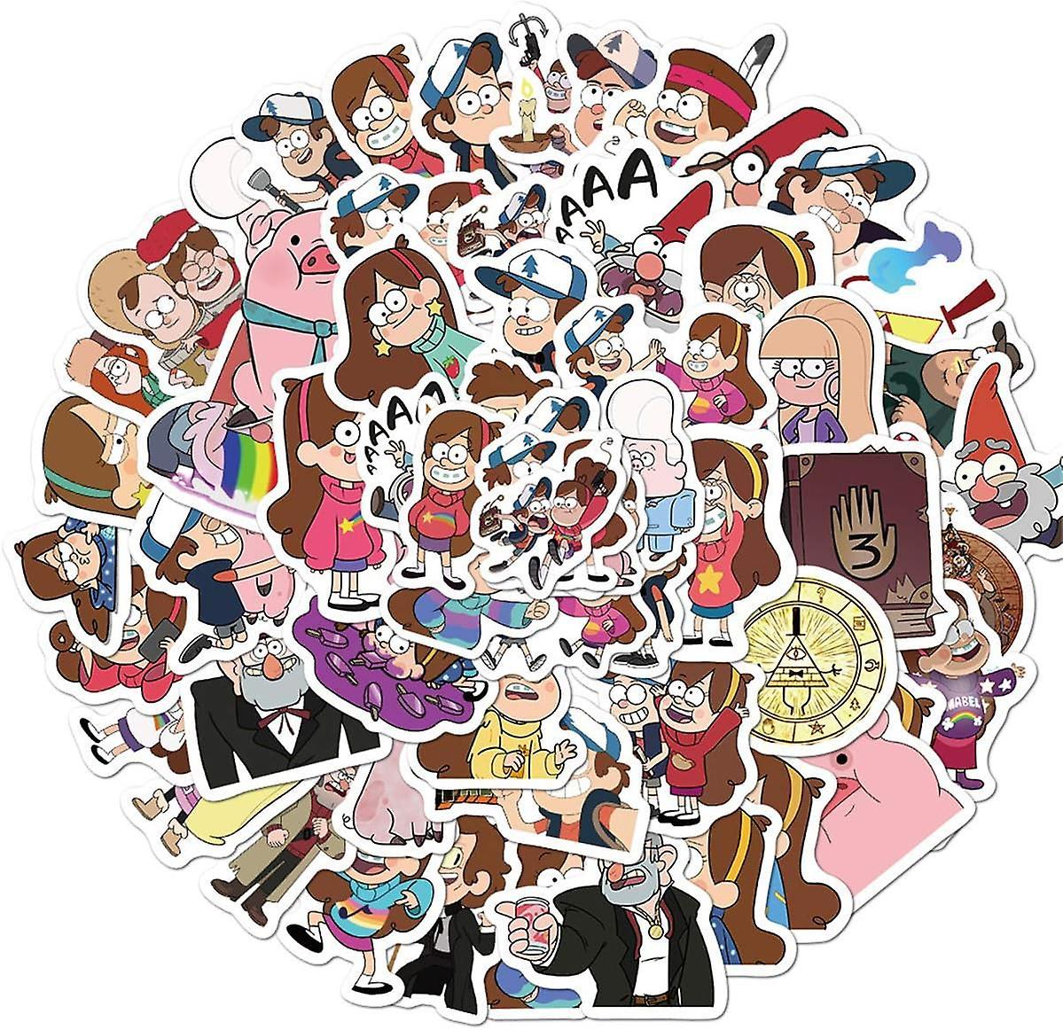 Baicccf Gravity Falls Stickers 50pcs Cartoon Anime Vinyl Decals For Kids Adults As Decoration For Laptop Motorcycle Skateboard Car Room. Gravity Falls