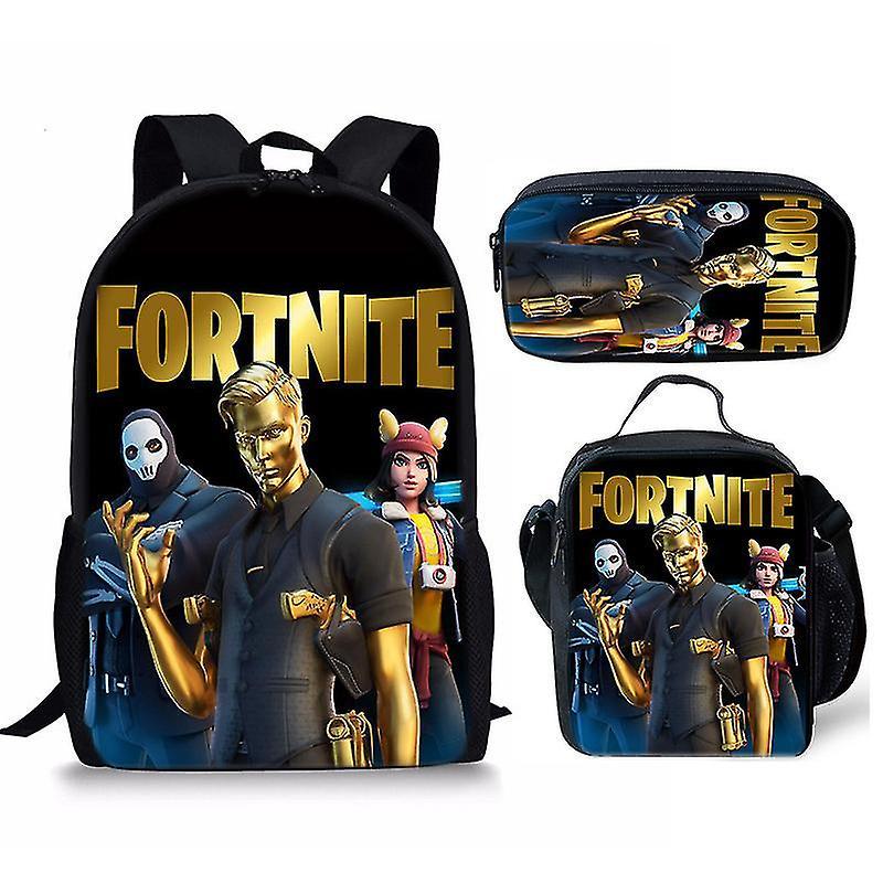 Cryin Fortnite Student Schoolbag Fortnite Three-piece Package Bag Pencil Case Backpack