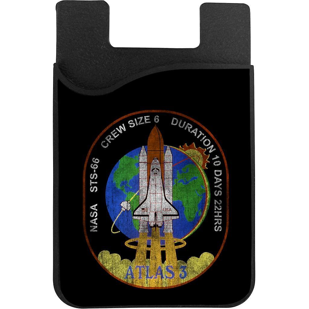 NASA STS 66 Atlantis Mission Badge Distressed Phone Card Holder Black 5.5cm x 8.5cm