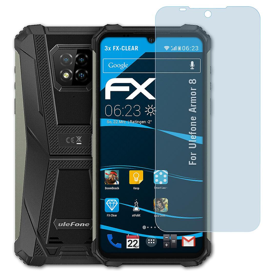 atFoliX 3x protective film compatible with Ulefone Armor 8 screen protector clear 01 FX-CLEAR