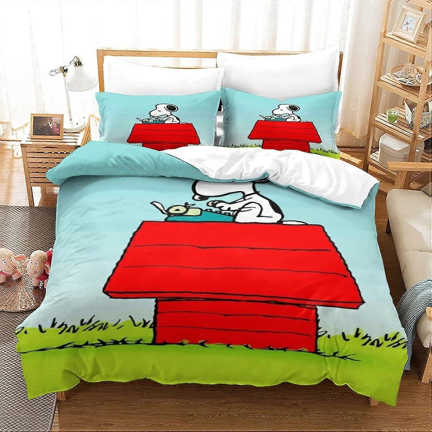 Kerota Snoopy Bedding Set, Duvet Cover and Pillowcases, Soft Microfiber with Zipper Closure for Kids and Adults  135*200 CM Single135x200cm