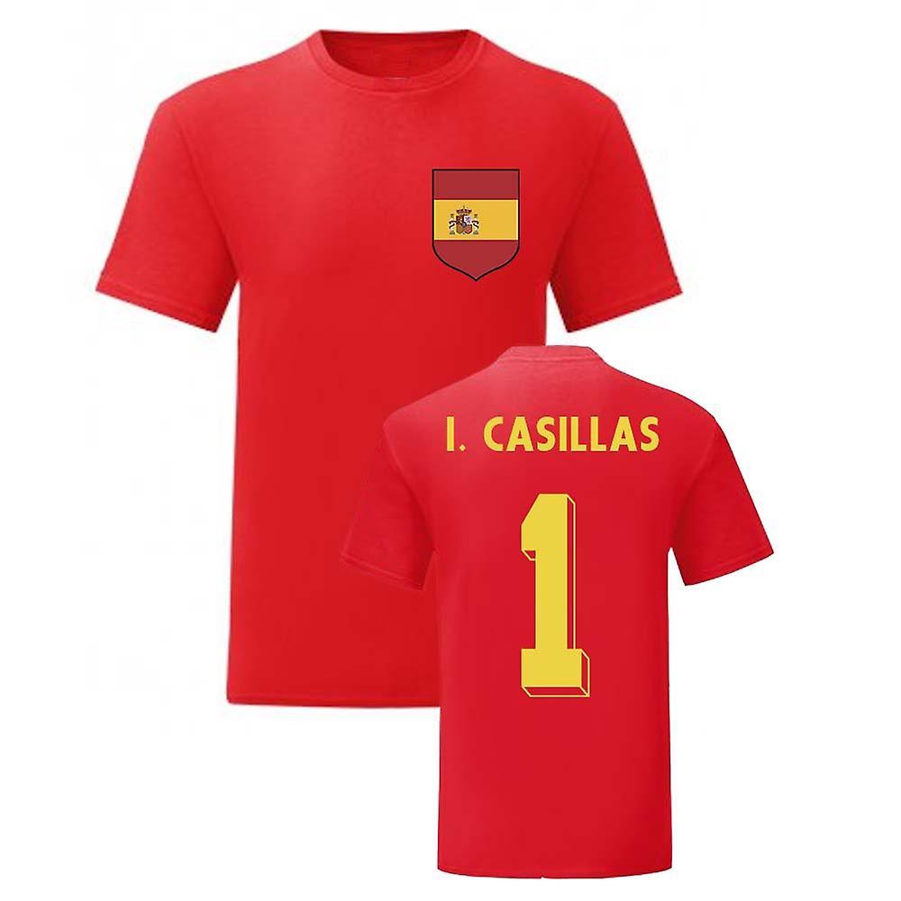 UKSoccerShop Iker Casillas Spain National Hero Tee (Red) XLB (12-13 Years)